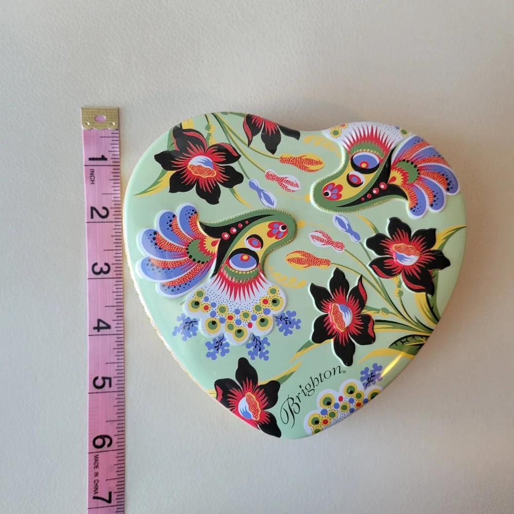 Brighton Heart-Shaped Tin ~ Pretty Boho Floral Pattern ~ VGUC